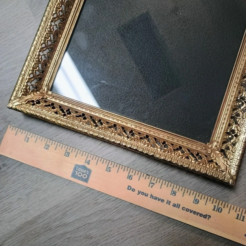 Vtg Gold Ornate Metal Picture Frame Filigree 8